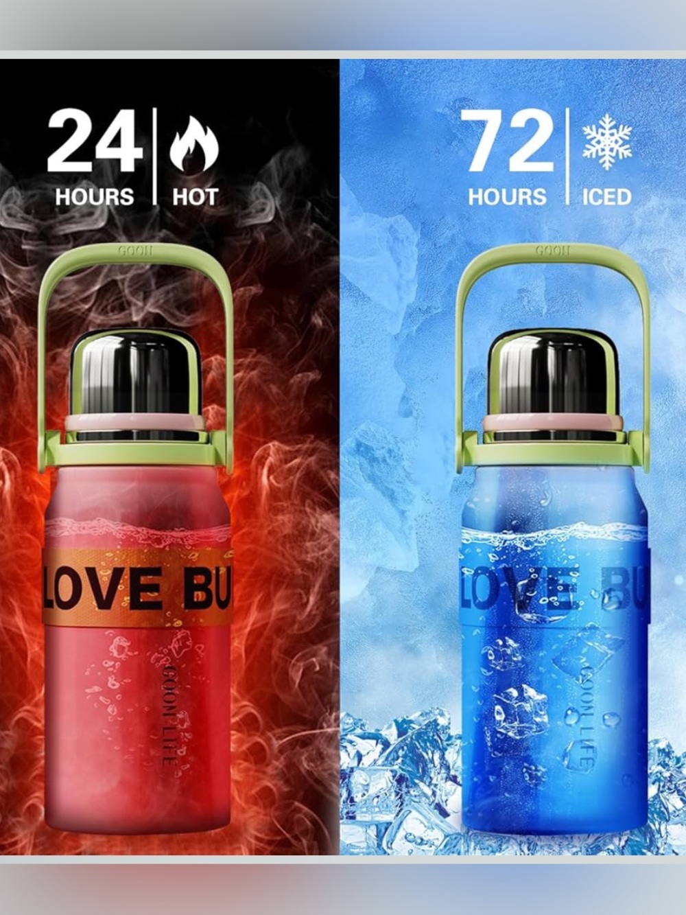 GOOM 32oz Thermos Pink Water Bottle, Stainless Steel, No Leak, Strap Love Bullet - Picture 6 of 16